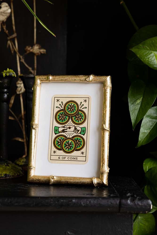 Lifestyle image of the Antique Gold Bamboo Photo Frame 5x7"