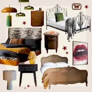 A collage of beautiful bedroom furniture