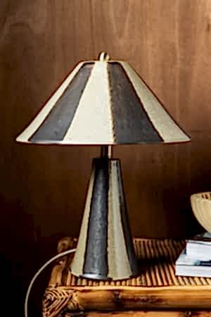 Lifestyle image of the Brown Stripe Carnival Table Lamp