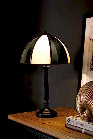 Lifestyle image of the Monochrome Art Deco Dome Table Lamp