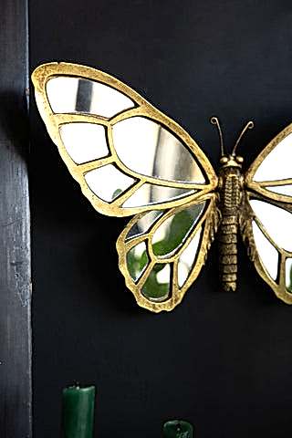 Close-up image of the Gold Butterfly Decorative Wall Mirror