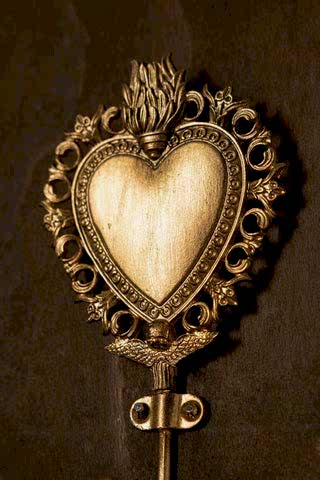 Close-up image of the Gold Milagro Heart Wall Hook