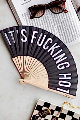 Detail image of the It's Fucking Hot Wooden Fan