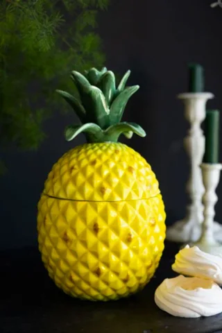Lifestyle image of the Large Ceramic Pineapple Storage Jar