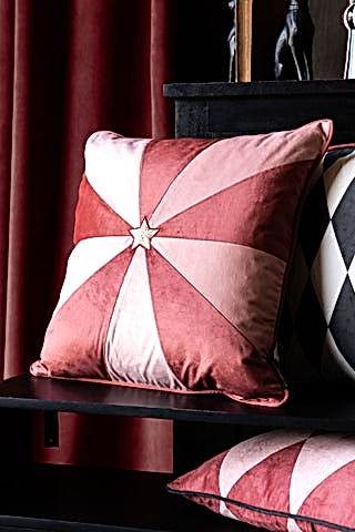 Image of the Pink & Red Embroidered Star Cushion