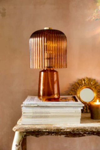 Image of the Amber Seventies Glass Table Lamp