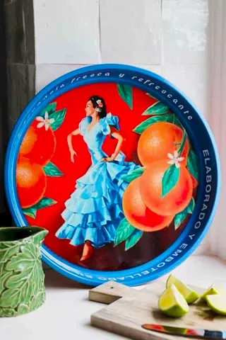 Lifestyle image of the Flamenco & Oranges Serving Tray