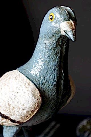 Close-up of the Quirky Pigeon Ornament.