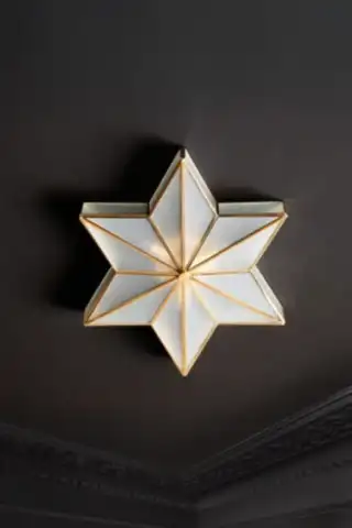 The Star Brass & Glass Flush Ceiling Lights on a black ceiling.