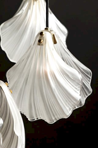 Close-up image of the Stunning Glass Shell Cluster Ceiling Light