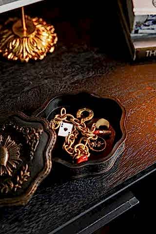 The Vintage-Style Milagro Heart Trinket Box shown open with jewellery inside.